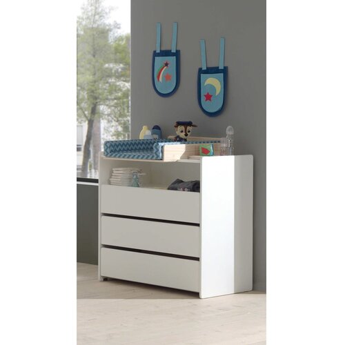 Vipack Bela nizka otro&amp;scaron;ka komoda iz masivnega bora s previjalnim pultom 90x106 cm KIDDY &amp;ndash; Slike