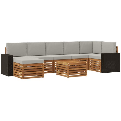 vidaXL Zunanja garnitura za sedenje 8 pcs Naravna in svetlo siva, (5000279977) Cene