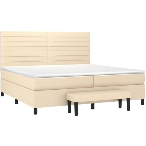  Krevet s oprugama i madracem krem 200 x 200 cm od tkanine Slike