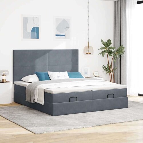 VidaXL Okvir kreveta s madracima tamnosivi 160x200cm bar&amp;scaron;unasti Slike