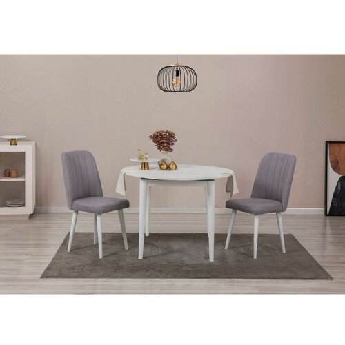 Woody Fashion vina 0701 - white, grey whitegrey extendable dining table & chairs set (3 pieces) Cene