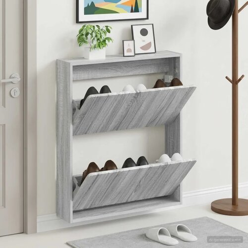  Ormar za cipele na zidu ZWOLLE 71 x 17 x 86 cm Siva Sonoma - Siva Sonoma Cijene