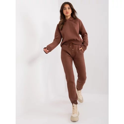 Fashion Hunters Dark brown basic tracksuit with trousers