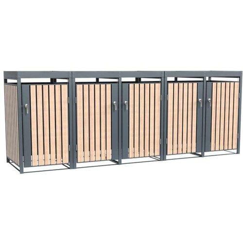  Westman - Spremi&amp;scaron;te za 5 kanti za smeće s krovom za biljke Planta | 5x240L | 84x332x124 cm - BRANDED IN GERMANY Slike