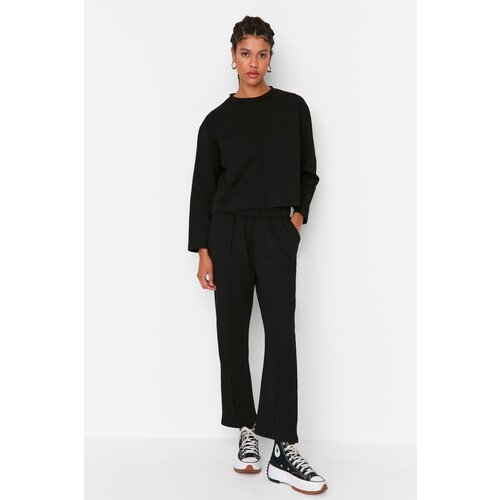 Trendyol Black Rib Detailed Slim Knitted Tracksuit Set Slike
