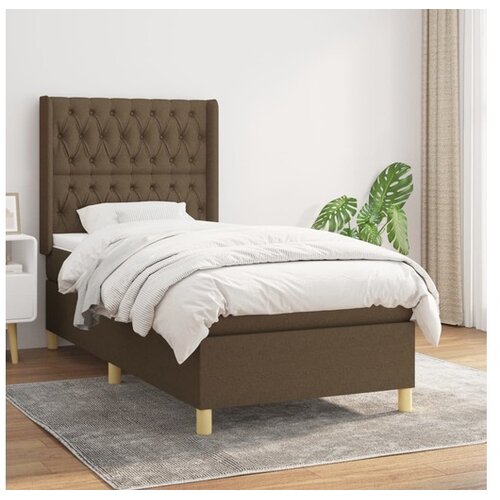  Box spring postelja z vzmetnico temno rjava 100x200 cm blago Cene