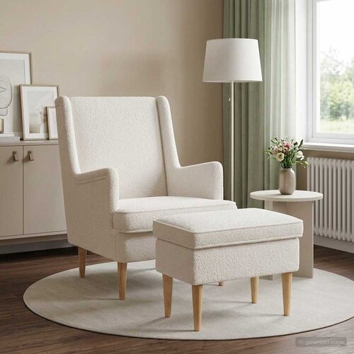  Fotelja s footstoolom 2 kom. Boucl&amp;eacute; 79 x 79 x 87,5 cm Slike