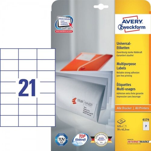 Avery Zweckform Univerzalne etikete 70 x 42,3 mm - 25/1 Slike