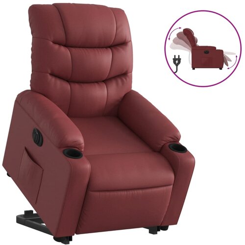 Maison Chic Električni naslanjač - Relax naslanjač s funkcijo vstajanja vin. rdeče um. usnje, (22061482) Cene
