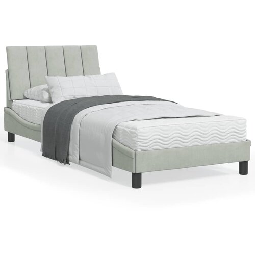 VidaXL Krevet s madracem svjetlosivi 90x190 cm bar&amp;scaron;unasti Slike