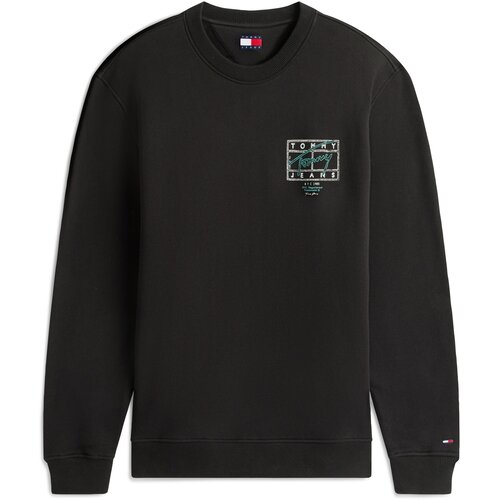 Tommy Jeans Sweater majica kraljevski zelena / crna / srebro Cijene