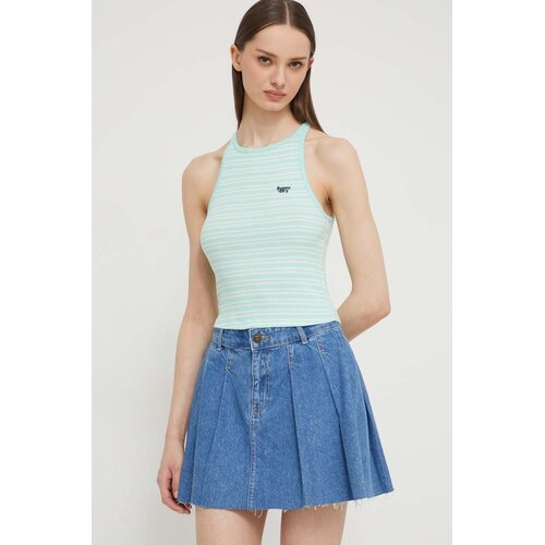 Superdry Bombažen top zelena barva Slike