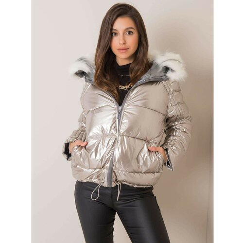 Fashion Hunters Zimska srebrno-bež zimska jakna sa krznom Cene