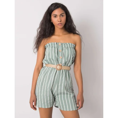 Fashionhunters Green and white striped Soledad RUE PARIS jumpsuit