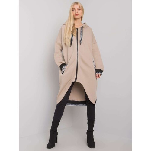Fashion Hunters Women&amp;#039;s beige sweatshirt with zip fastening Slike