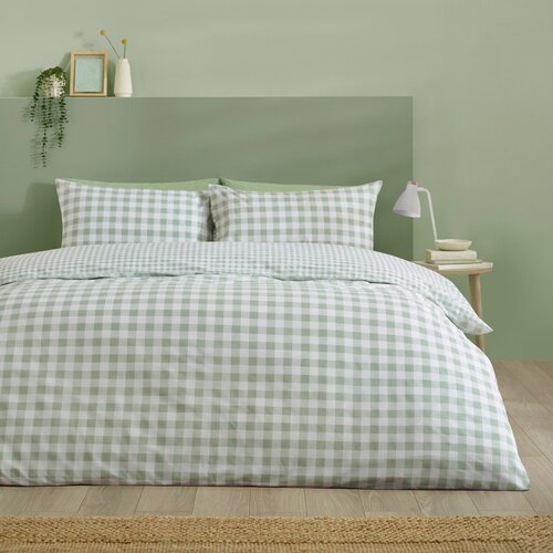 Catherine Lansfield Zelena posteljina za krevet za jednu osobu 135x200 cm Bamford Gingham Check &amp;ndash; Slike
