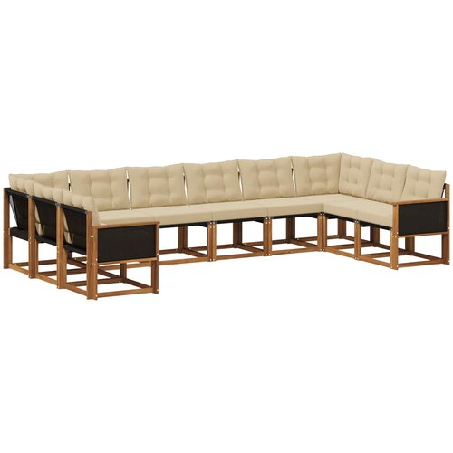 vidaXL Zunanja garnitura za sedenje z blazino 10 pcs Naravna in bež, (5000280730) Cene