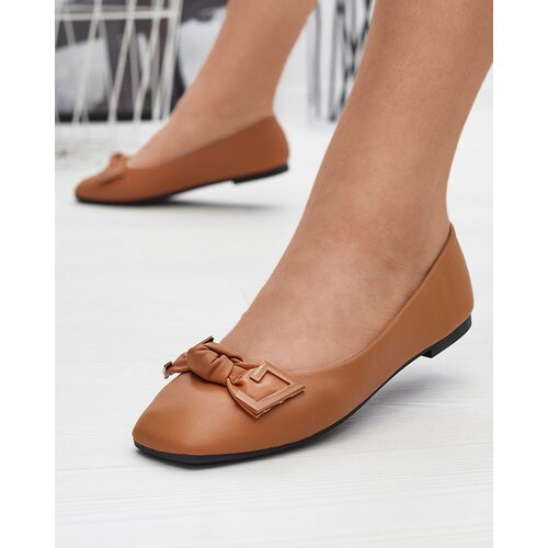 Resti Women's camel ballerinas with decoration on the nose Caxien- Footwear Cene