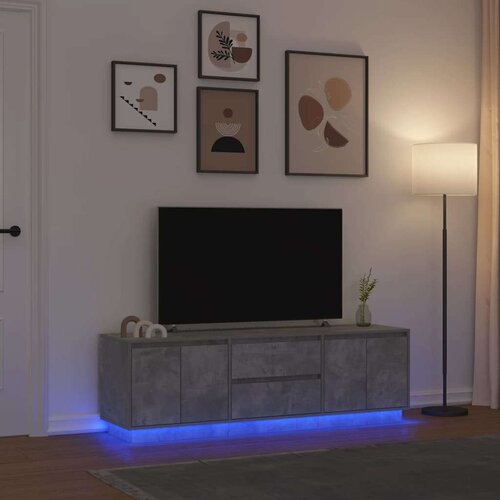 TV ormarić s LED svjetlima siva boja betona 160 5x41x50 cm Cijene
