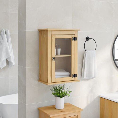  The Living Store Kopalniška stenska omarica Corona 45x27x64,5 cm trdna borovina - Kopalniška Stenska Omarica, (21496095) Cene