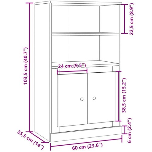  Visoka komoda boja hrasta 60x35,5x103,5 cm konstruirano drvo Slike