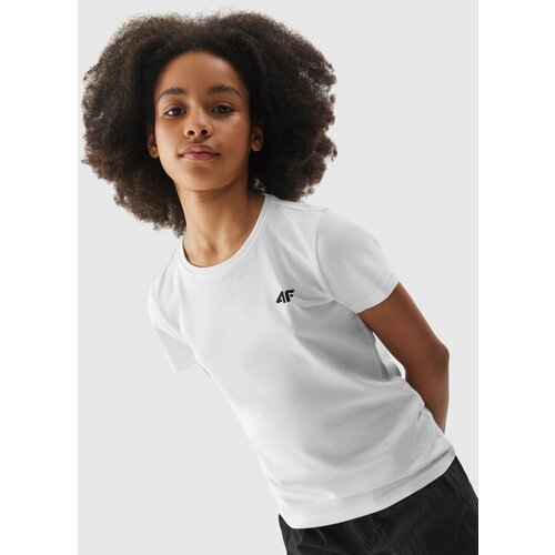 4f girls' smooth t-shirt - white Slike