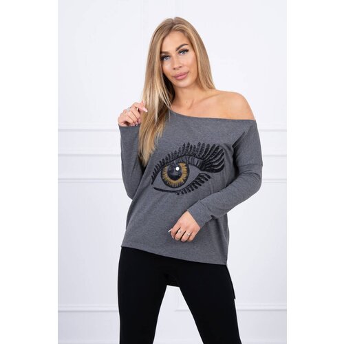 Kesi Printed blouse with a long back graphite Slike