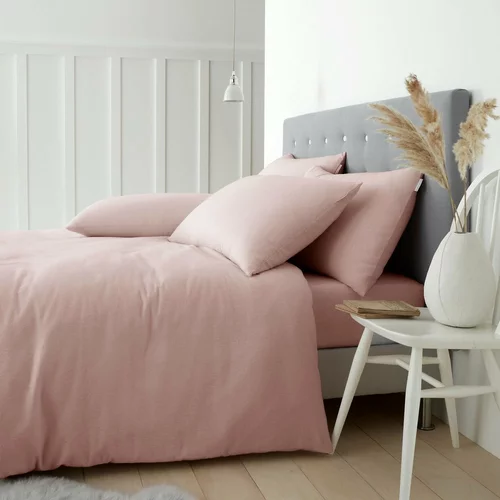 Catherine Lansfield Ružičasta pamučna posteljina za krevet za jednu osobu 135x200 cm –