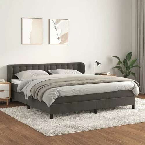  Box spring postelja z vzmetnico temno siva 160x200 cm žamet, (20790340)