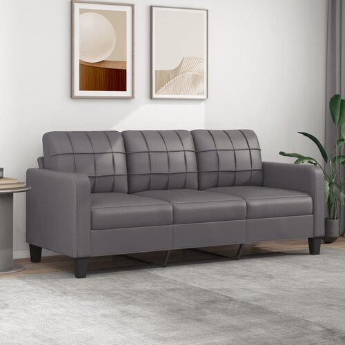 VidaXL Trosed siv 180 cm umetno usnje Slike
