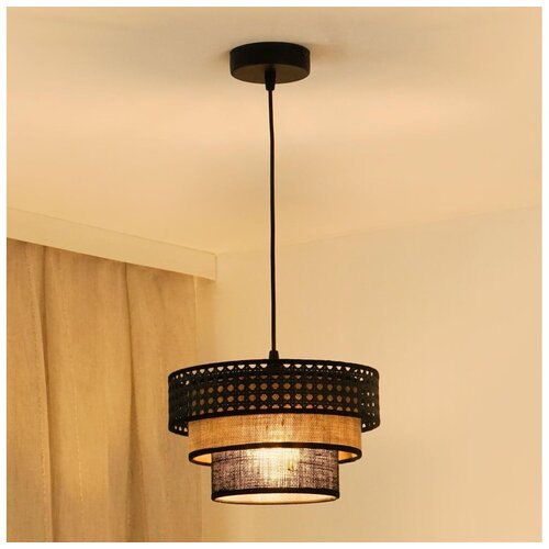  Brilagi - Visilica na sajli DAKOTA LUNETA 1xE27/15W/230V prečnik 25 cm crna/ratan Cene