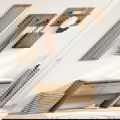 vidaXL Komplet pohištva za predsobo 4 pcs Črni hrast 90 x 31 x 46,5 cm Cene