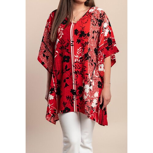 Fenzy Plus Size Bluza S Cvjetnim Printom, Crvena Slike