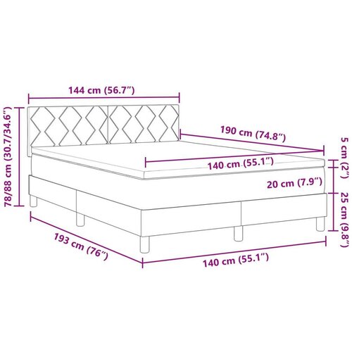 vidaXL Box Spring Krevet s Madracem u Crnoj Boji  140x190 cm Baršun Cijene