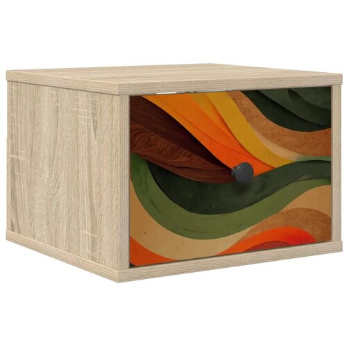  Wall-mounted noćni ormarić BONN Hrast sonoma 36 x 33 x 25 cm - Hrast sonoma Retro valni uzorak 1 Slike