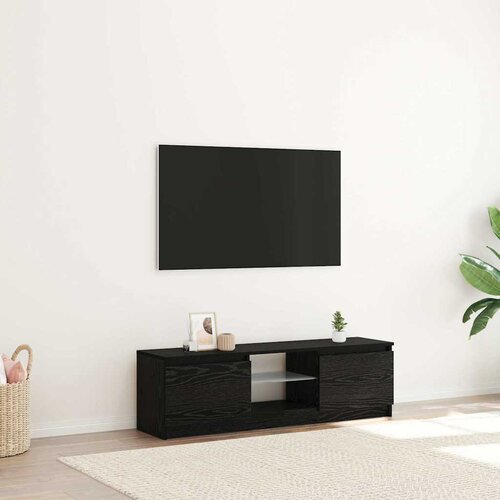  ormarić s LED svjetlima crni hrast 120x30x36 cm inženjerski drvo Slike