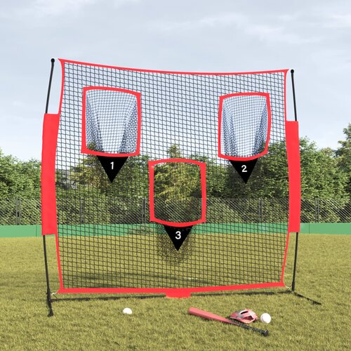 vidaXL Prijenosna mreža za bejzbol crno-crvena 183x105x183cm poliester Cijene