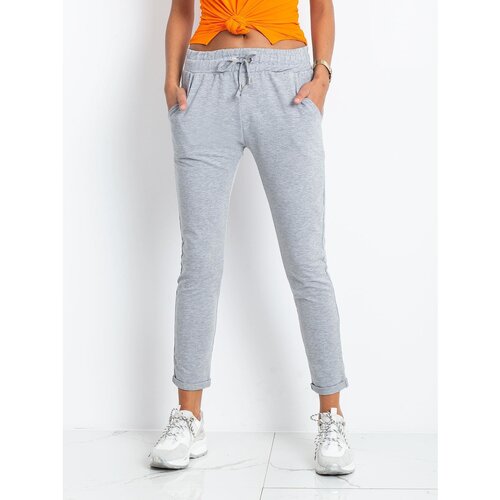 Fashion Hunters Gray cotton sweatpants Slike
