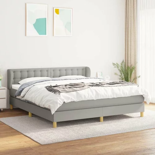  Box spring postelja z vzmetnico svetlo siva 180x200 cm blago, (20790433)