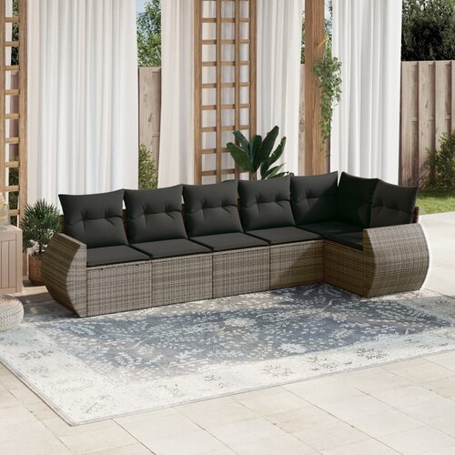 vidaXL 6-dijelni set vrtnih sofa od poliratana s jastucima sivi Cijene