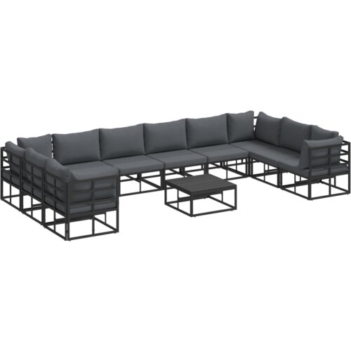 VidaXL Sjedeća garnitura za vrt 11 pcs Crna 70 x 70 x 32 cm Aluminij Slike