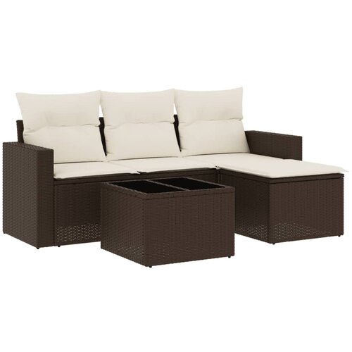 Maison Chic Seti vrtnega pohi&amp;scaron;tva - Vrtna garnitura - Vrtni pohi&amp;scaron;tvo set 5-delna z blazinami rjav poli ratan, (21820086) Slike