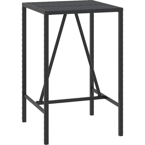  3-dijelni vrtni barski set crni od poliratana i drva bagrema Crna 70 cm table length Slike