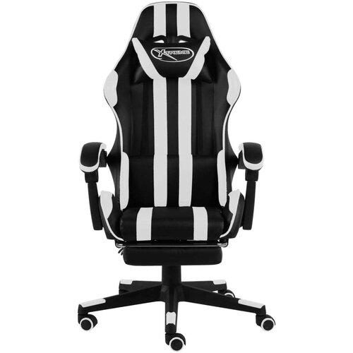 vidaXL racing stol z oporo za noge črno in belo umetno usnje Cene