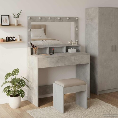  Toaletni stol Betonski sivi 100 x 41 x 135 cm Konstruirano drvo Cene