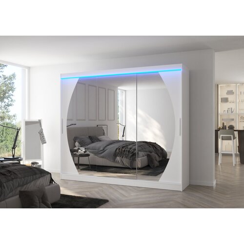 ADRK Drsna omara z ogledalom CAMBE 250 cm - BELA Cene