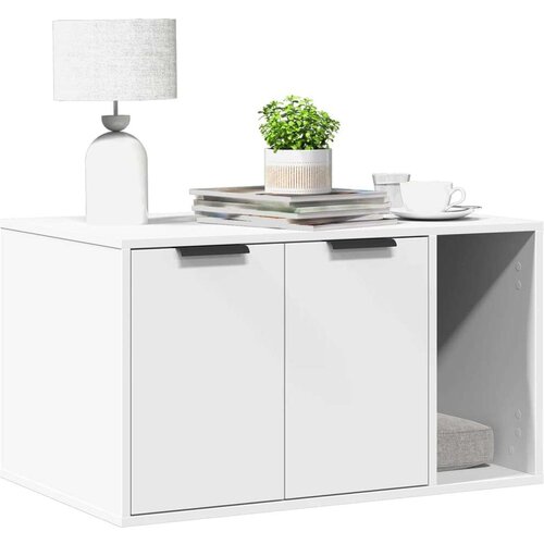 VidaXL Omara za mačje strani&amp;scaron;če bela 80x50x45 cm inženirski les Slike