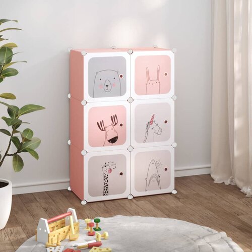 Dječji kockasti ormarić za pohranu sa 6 kocka ružičasti PP Cene