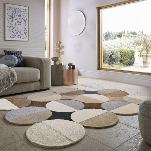Flair Rugs Sivo-bež ročno tkana volnena preproga 120x170 cm Mia Ellipse &amp;ndash; Slike