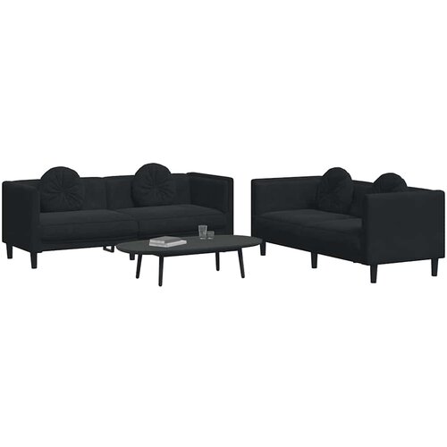  2-dijelni set sofa s jastucima crni bar&amp;scaron;unasti Slike